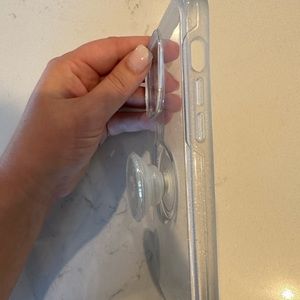 iPhone 14 pro max otter box clear sparkles case with pop socket